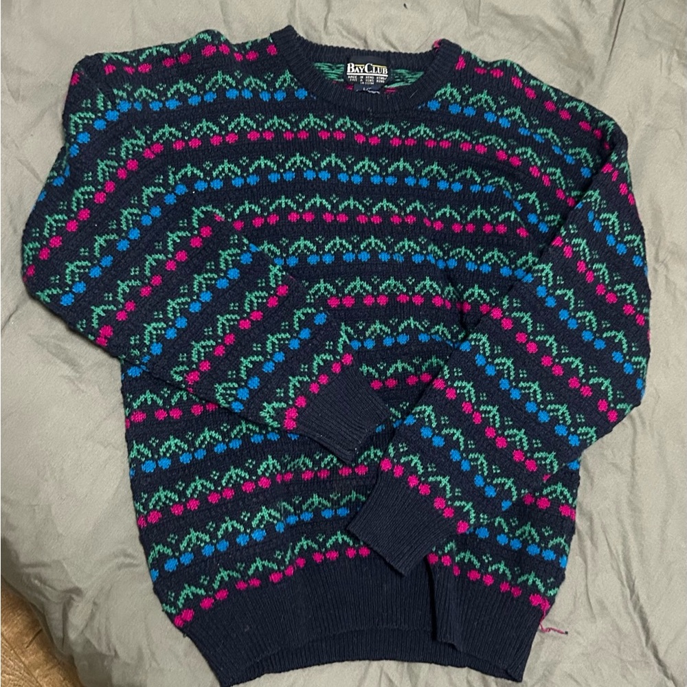 Patterned Sweater - Black, Blue, Pink
